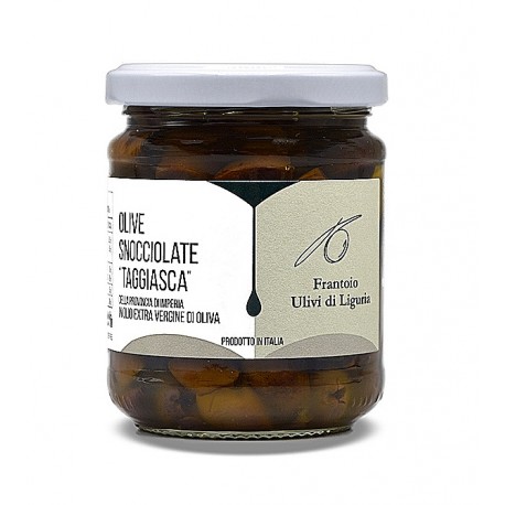 Olive nere taggiasche snocciolate in olio extra vergine di oliva 180 gr - Frantoio Ulivi di Liguria